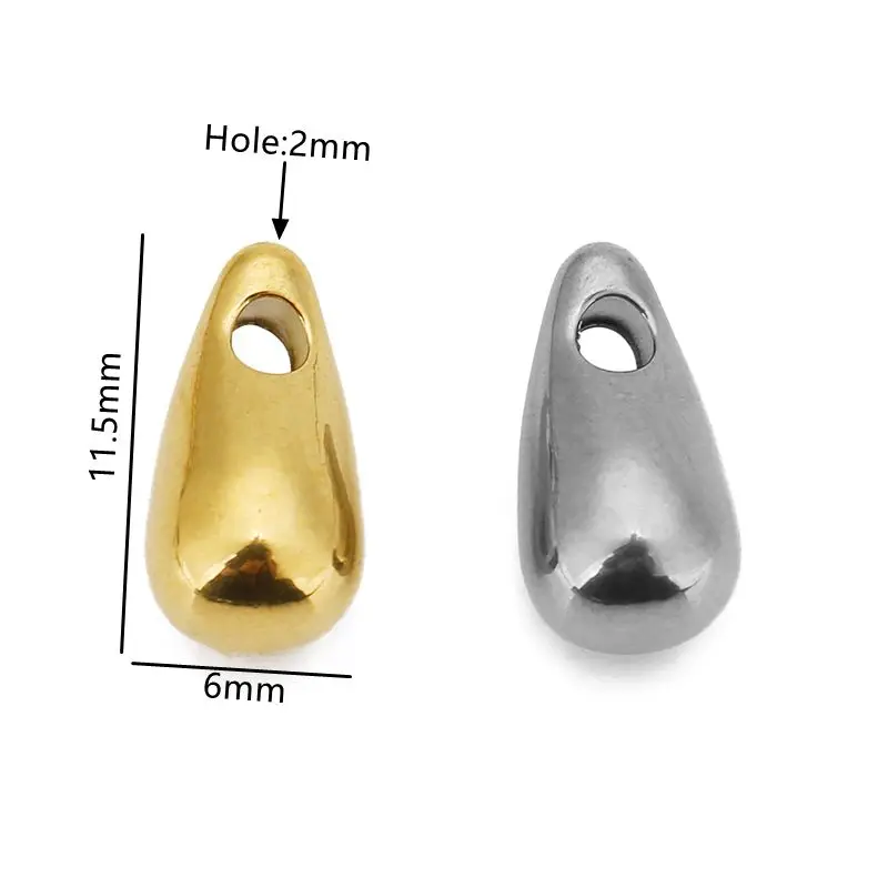 10pcs/lot Polish Gold Stainless Steel Horn Waterdrop Charms for DIY Earrings Necklace Jewelry Making Supplies Accessories Bulk