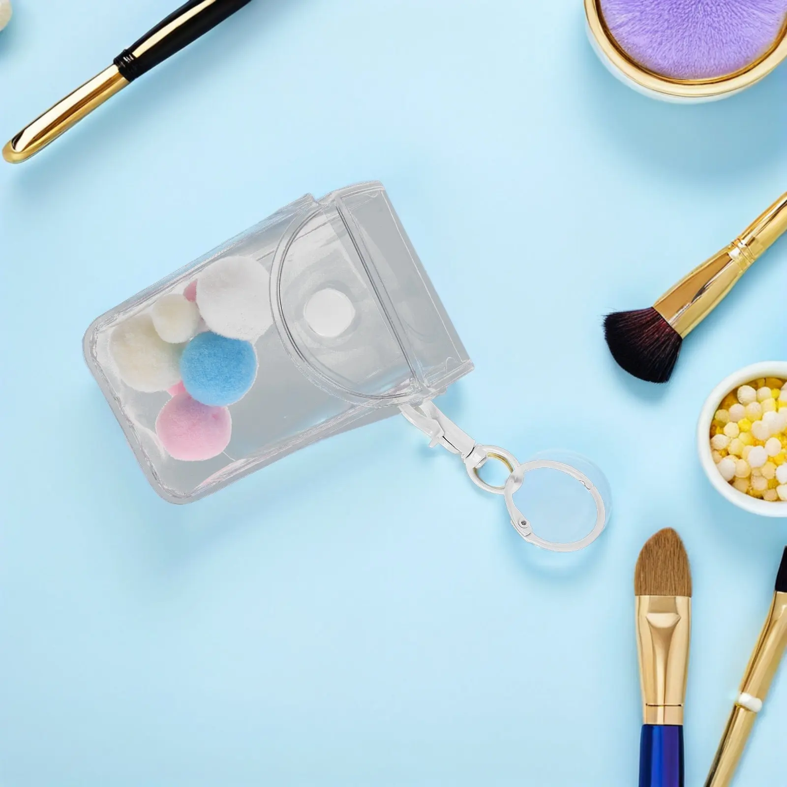 

3Pcs Storage Bag Clear PVC Mini Display Case with Acrylic Chain for Portable Collectibles Organizer Minimalist Design