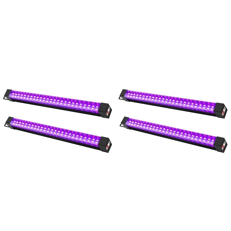 HGHO Rechargeable Black Light Bar 4 Packs, Battery Powered Black Lights For Glow Party, Cordless UV Strip Lights