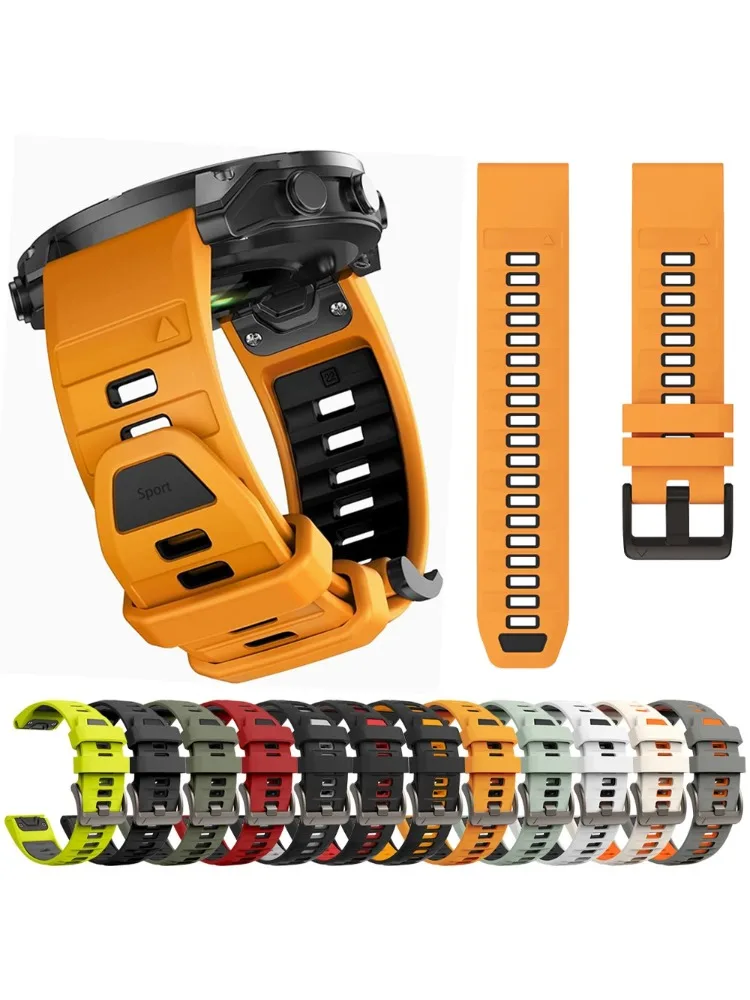 Sport siliconen band voor Garmin Fenix 8 Pro 47 mm 51 mm E 7 7X/Epix Pro/6 6X/Enduro 3 Zachte armband 22/26 mm Quickfit officiële band - afbeelding 2