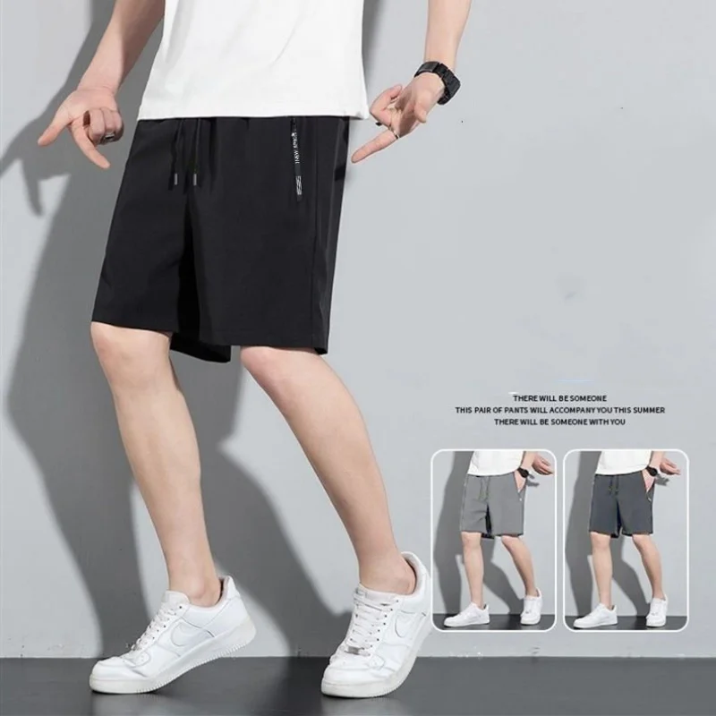 

Casual men's running zipper pocket shorts, quick drying fitness shorts, men's beach shorts, lightweight sports shorts