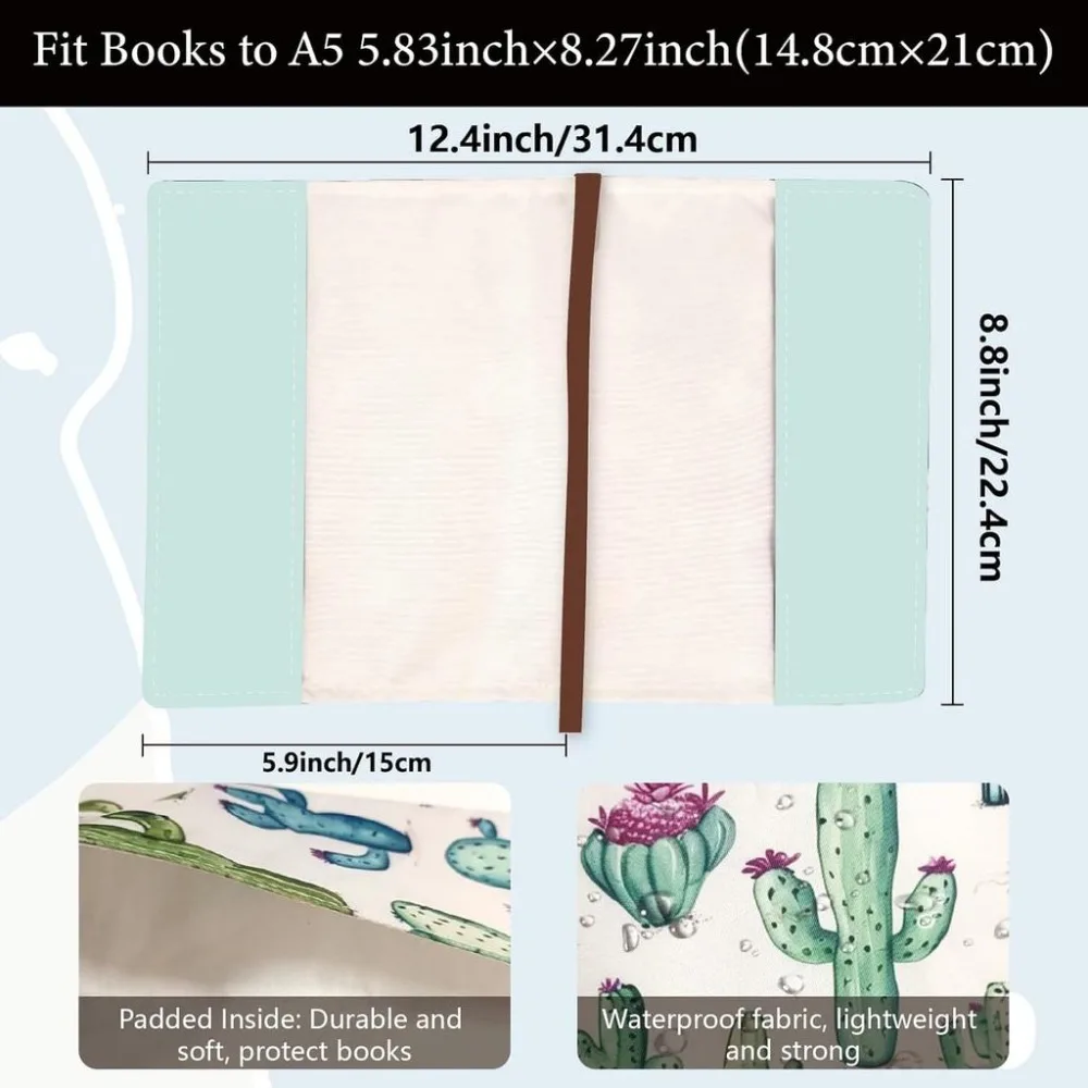 A5 Polyester Cat Paperback Book Sleeve Cover Protector 12.4x8.8Inch Fabric Book Sleeve Cover Protector for Hardcover Softcover