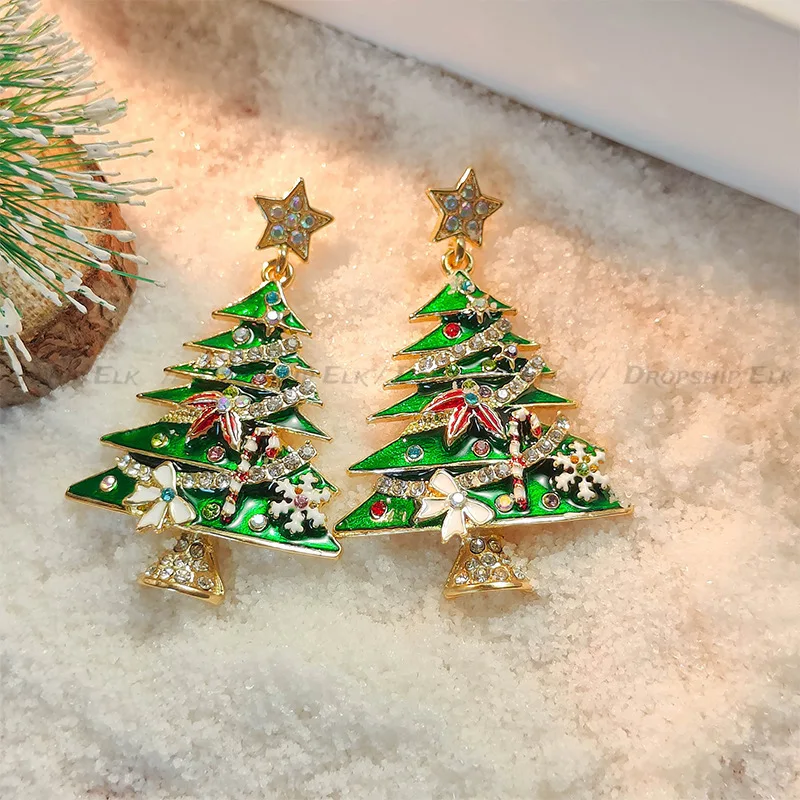 عيد الميلاد حجر الراين شجرة عيد الميلاد دبابيس للنساء للجنسين المينا النباتية دبوس مكتب حفلة صديق الهدايا مجوهرات الوصول