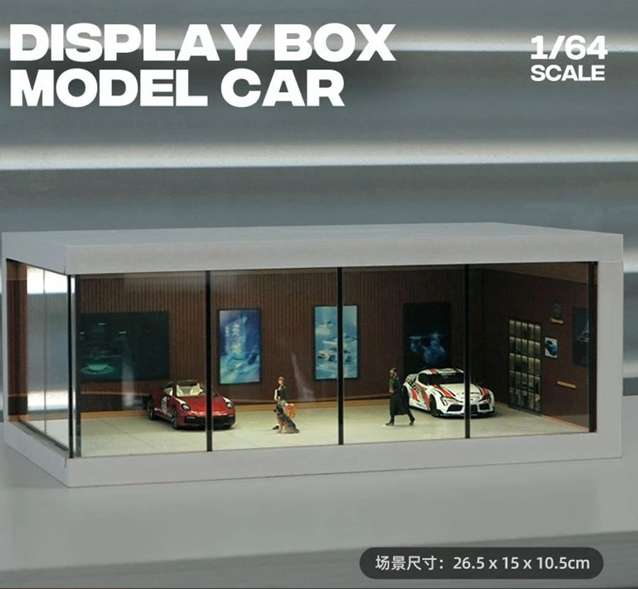 MoreArt 1/64 Parking lot model light version scene model display box TIMEMicro Simulation alloy car exhibition hall scene storag