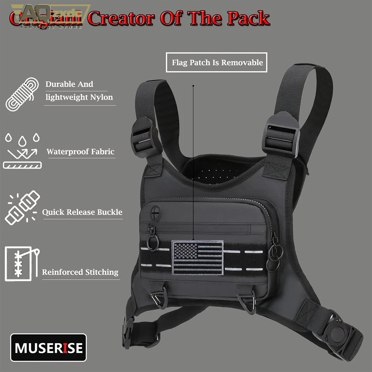 

AQzxdc Sports Chest Bag For Men, Water Resistant Lightweight Front Running Vest Bag With Built-In Phone Holder & Extra Storage