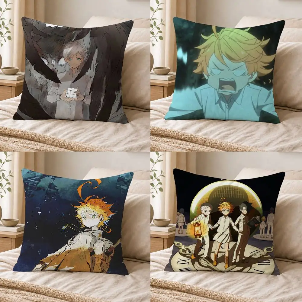 The Promised Neverland Double-sided Printed Square Decorative Cushion Cover for Sofa Living Room Home Decor