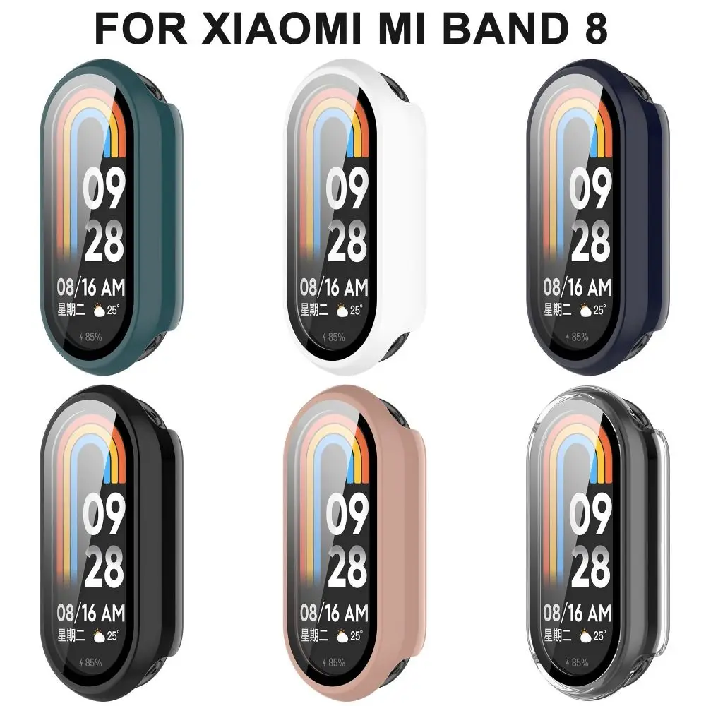 Full Cover Protective Case New Watch PC+Tempered Cover Shell Smart Accessories Screen Protector for Xiaomi Band 8
