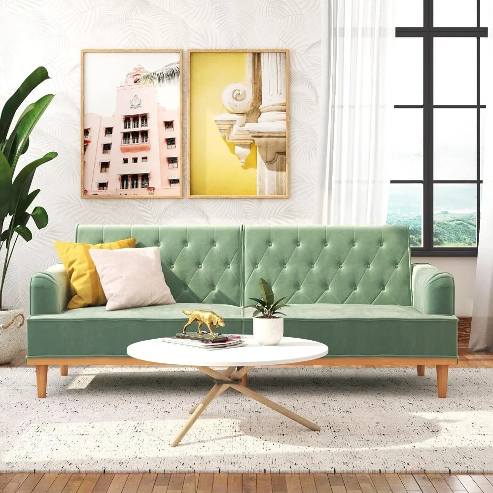 

Sofa Bed Multi-functional Split Design,Velvet,Suitable, Retro Convertible Small Couch Sofa Bed Futon Space Saving Furniture