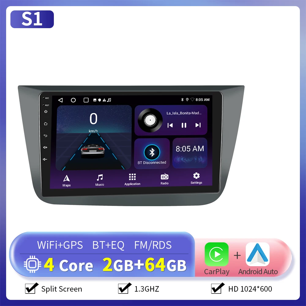 Camecho 6 + 128G 8Core Draadloze CarPlay Andorid Auto Radio Voor SEAT ALTEA 2004-2016 (LHD) GPS Stereo 4G WiFi Multimedia Speler