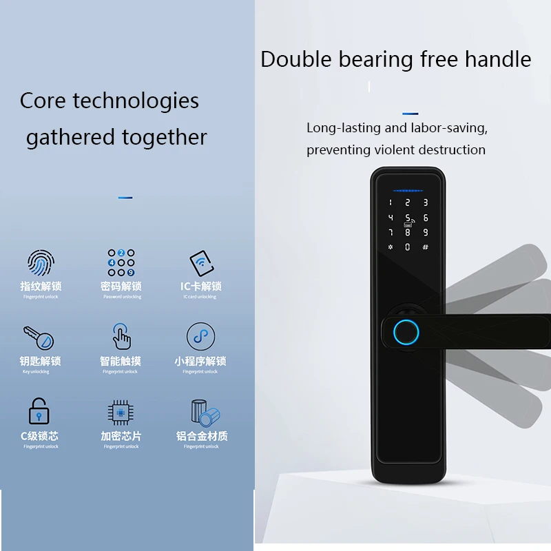 Biometrische Fingerabdruck Griff Smart Lock Digitale Elektronische Türschloss Tuya Wifi Ttlock Bluetooth Passcode Entsperren Knopf Schlösser Hause