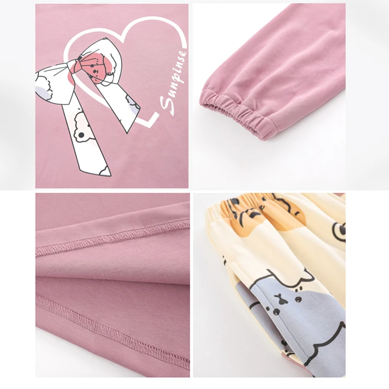 MIIOW-Pijama de dibujos animados para mujer, conjunto de 2 piezas para el hogar, ropa de dormir cómoda, ropa de noche