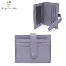 SC Women Fashionable Real Leather Card Holder Multi Card Slots Button Slim Small Bifold Wallets Daily Portable Purse Functional
