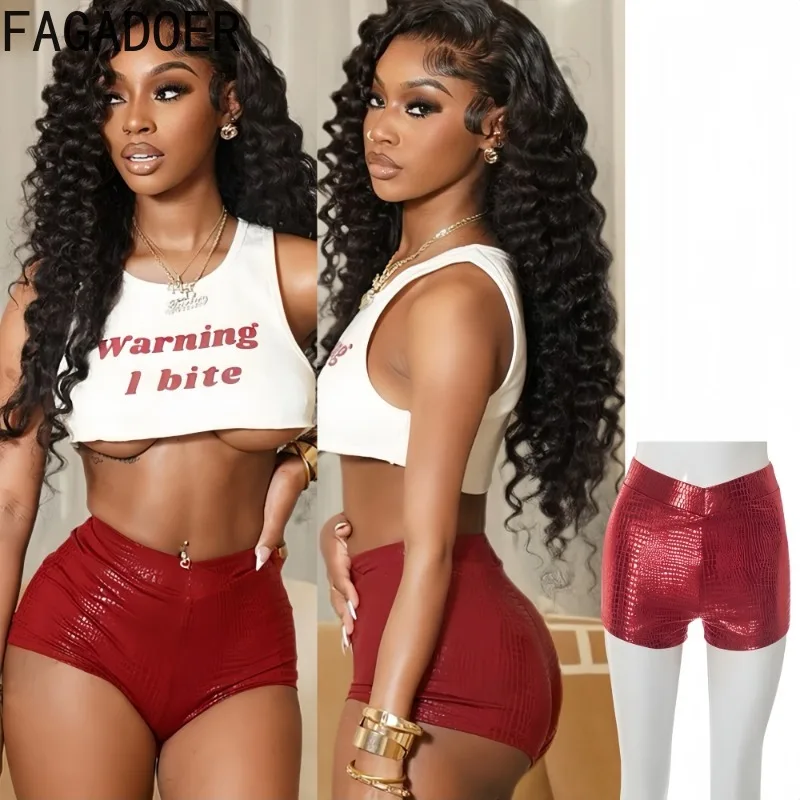 FAGADOER Fashion Sequins Patchwork Bodycon Shorts Women Solid Color Shining Low Waist Mini Shorts Hot Girl Streetwear Bottoms