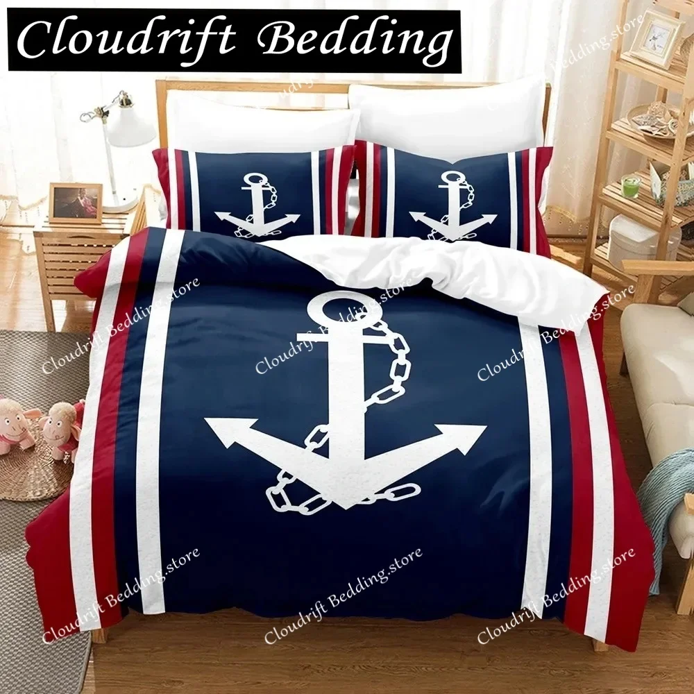 Nautical Ocean Anchor Bedding Sets 2026 Ocean Spirit Duvet Cover Bedding Set King Queen Bed Linen With Pillowcase Bedclothes