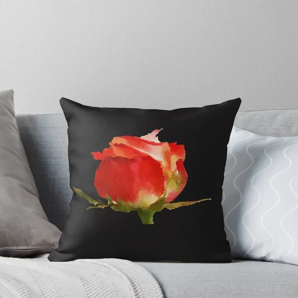 

Romantic Rose - Red Watercolor Floral Bud Throw Pillow Decorative pillow case Pillow Decor Room decorating items