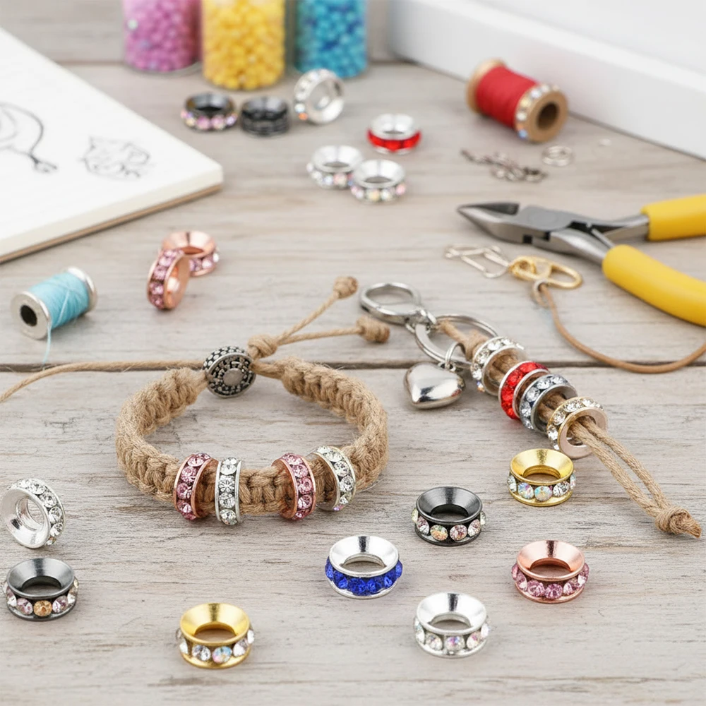 100-200 قطعة معدنية دائرية حجر الراين 10 مللي متر خزر عازل لصنع المجوهرات Earring بها بنفسك القرط سوار قلادة الخ الاكسسوارات اليدوية