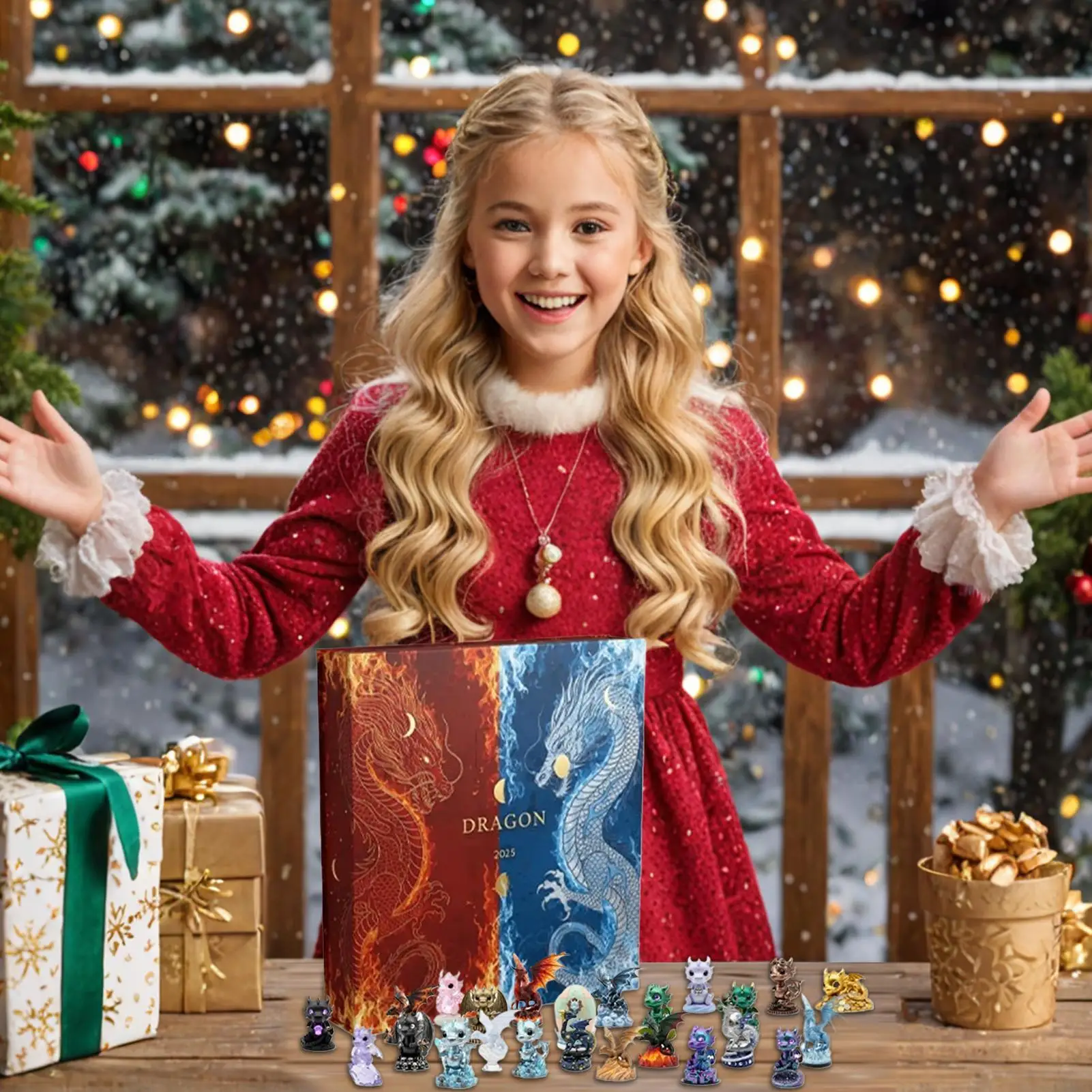 عيد الميلاد التقويم مجيء 2025 لطيف 2D الاكريليك 24 يوما هدايا الحفلات التنين زخرفة العد التنازلي التقويم للأطفال هدية عيد ميلاد #2