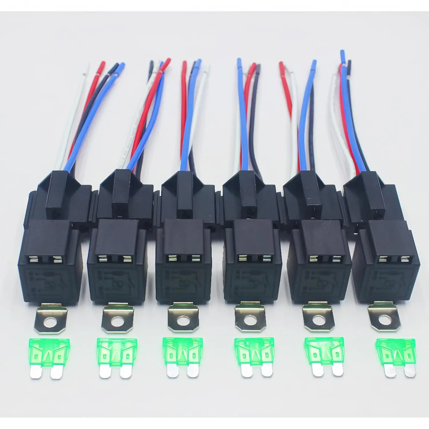 

2 3 6 PCS 4 5pin Waterproof 12V 30A Fuse Relay Switch with 14AWG 16 AWG Wire, 12V 24V DC 4 5 Pin SPST Fuse Relay For Car Truck