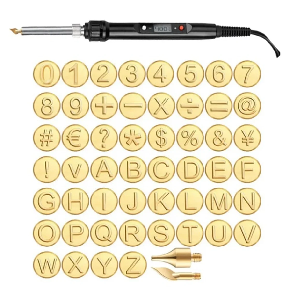 

DIY Wood/Leather Burning Set + 26 Letters Copper Mold, Wood Burning Alphabet Stamp Set, Wood Burning Tips Set UK Plug B