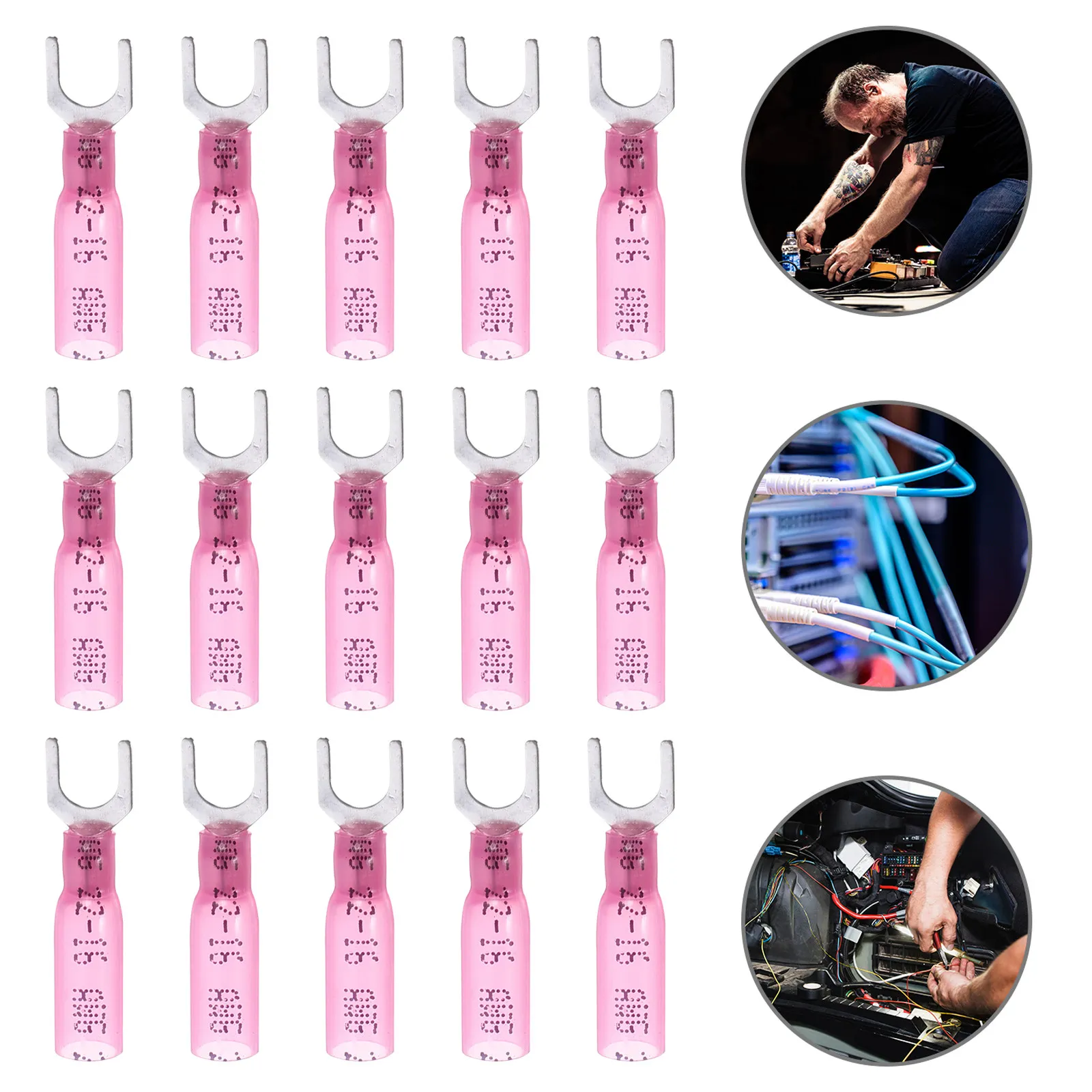 100Pcs Heat Shrink Wire Connectors Fork Terminal Type Splashproof Cold Pressed U Shaped Crimp Barrier Spades for Reliable