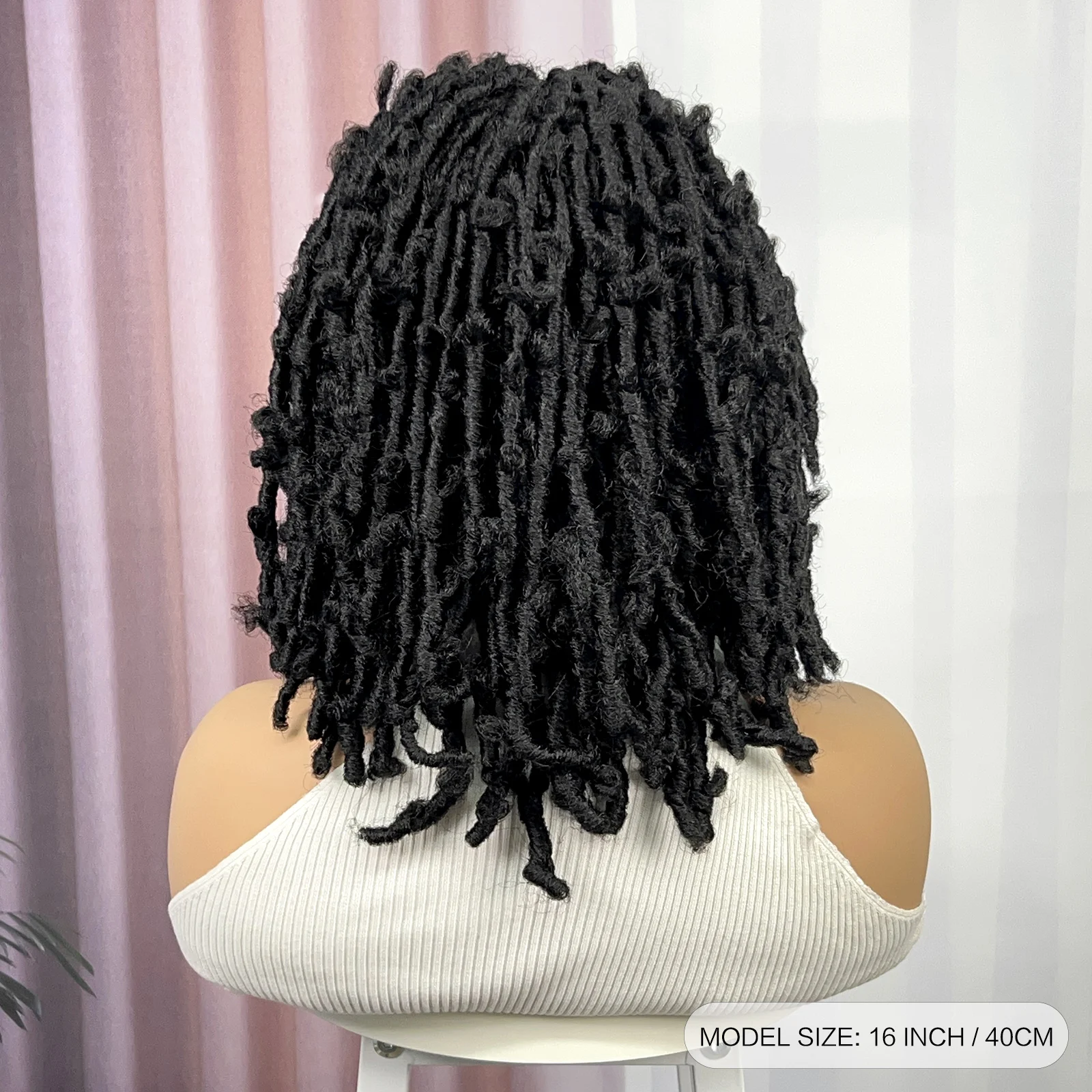 Parrucca intrecciata scatola sintetica per le donne 16 pollici Bob corto Dreadlock intrecciatura senza nodi con i capelli del bambino farfalla Locs trecce parrucca