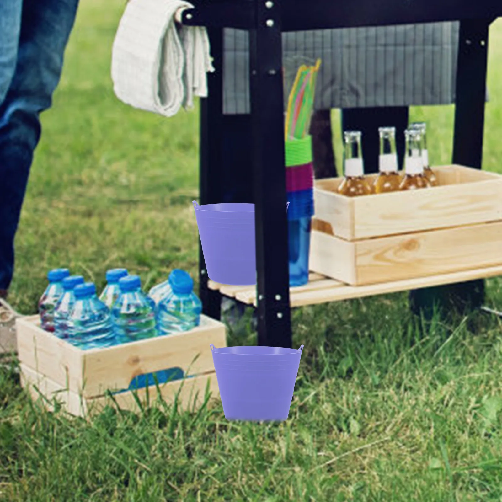 

Silicone BBQ Oil Bucket Liner Foldable Reusable Heat Resistant Grease Catcher Grill Easy Clean Drip Container Kitchen
