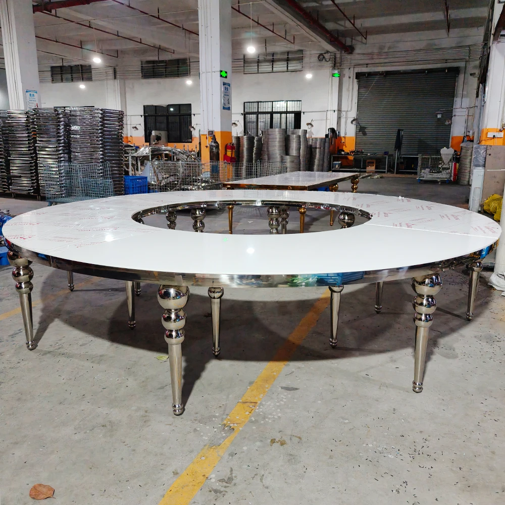 Serpentine Wedding Moon Dining Table Stainless Steel Gold Color Three Ball Legs