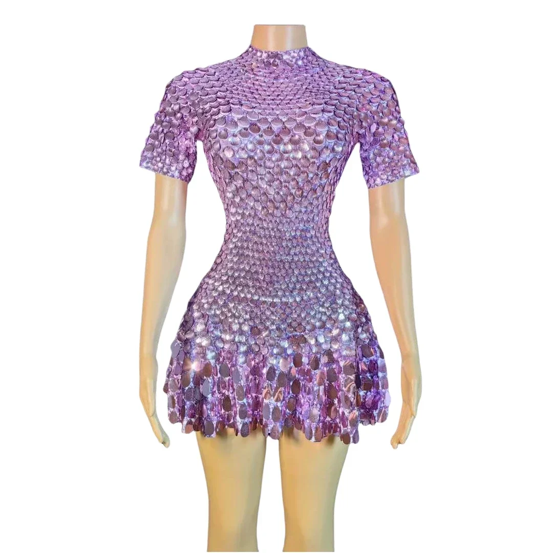 

Red Black Sexy Nightclub Leotard Stunning Sequins Mini Dress DJ DS Costume Celebrate Rhinestone Bodysuit Birthday Queen Dresses