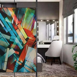 Window Privacy Film UV Blocking Heat Control Window Covering Static Cling Abstract Pattern Window Sticker for Decoration