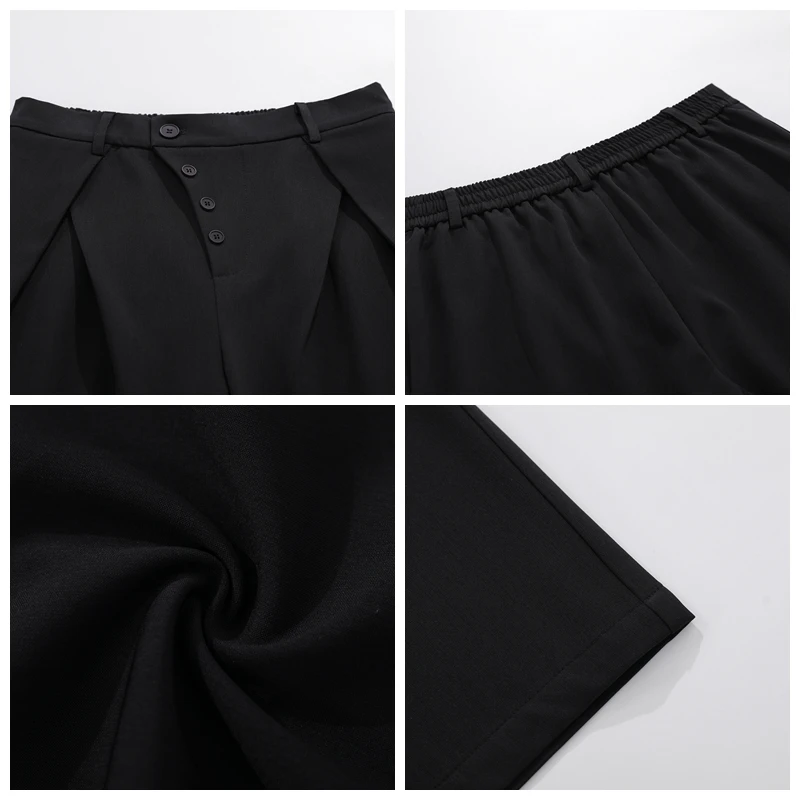 Old Money Aesthetic Fork Pleated Dress Pants Men's Irregular Buckle Retro Classic Fit Stretch Straight Casual Suit Pants Men