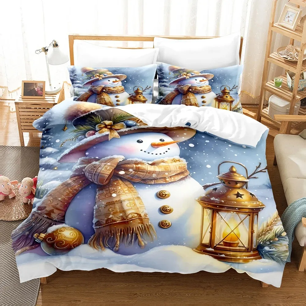 3pcs Fashion Duvet Cover Set, Plaid Christmas Gnomes Print Bedding Set, Soft Comfortable Duvet Cover, For Bedroom, Guest Room