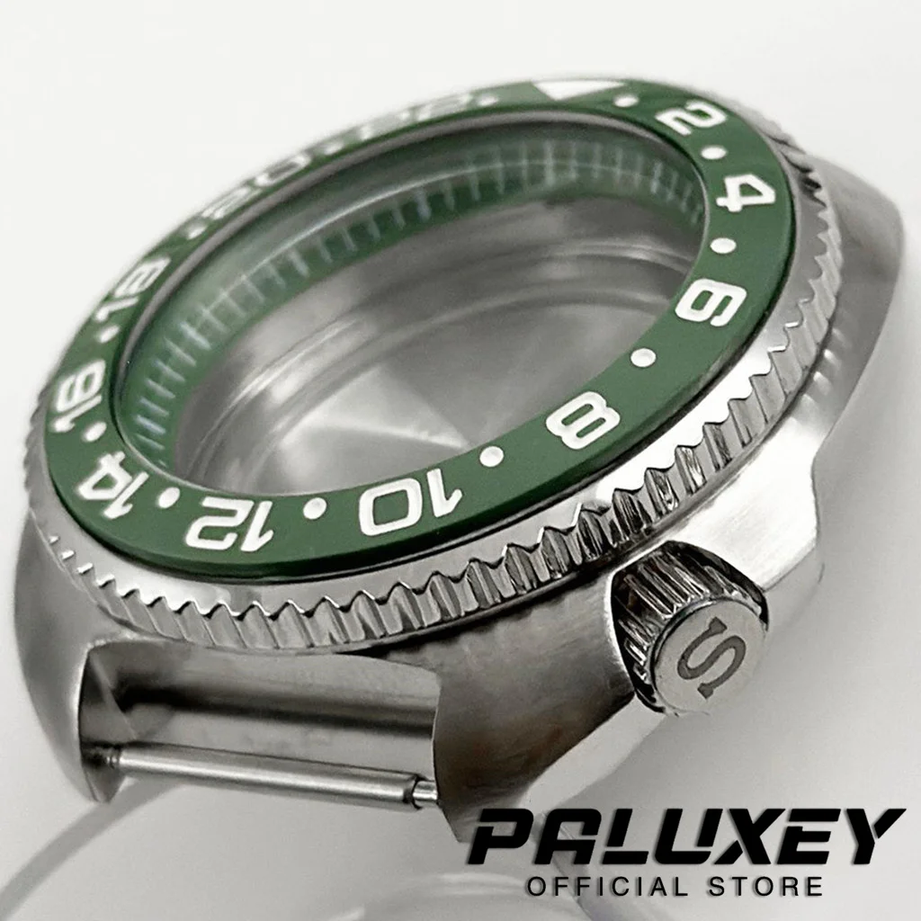 44mm Turtle Abalone NH35 NH36 Watches Accessories Green Chapter Ring Watch Case for SKX 6309 6105 Turtle Mod 4.1 O'clock Crown