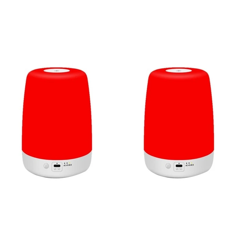 2Pcs 670Nm Red Light Night Light For Sleep With Timer, Rechargeable, Dimmable, Sleep Aid Lamp Blue Light Blocking-[jyqn A78G]