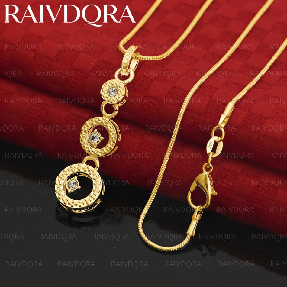 18K Gold Plated Zircons Three Round Pendant Necklace For Women Men Charm Trend Birthday Gifts Fashion Party