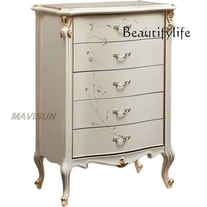 QQ W خزانة ذات أدراج من الخشب الصلب الأمريكي، خزانة تخزين بنمط فاخر منحوت يدويًا، غرفة نوم بسيطة، مطبخ منزلي Sta