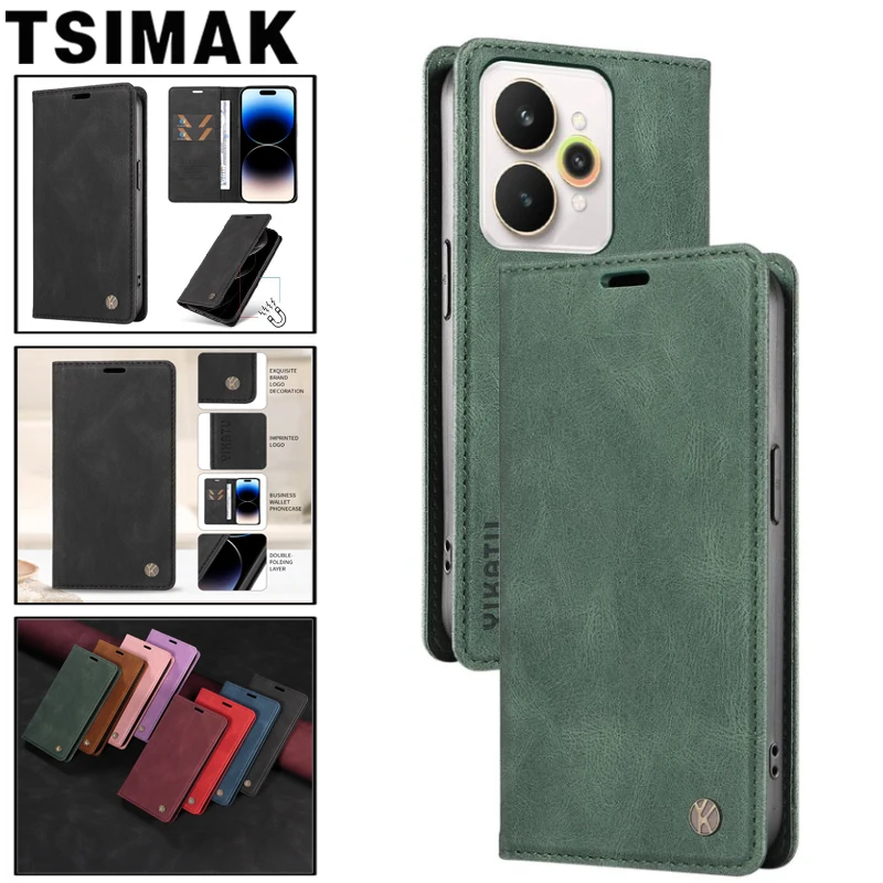 

Leather Case For Realme 15 14 Pro Plus Flip Wallet Skin Friendly Card Coque for Realme 14T 14X 15 Pro Realme15 15Pro 5G Cover