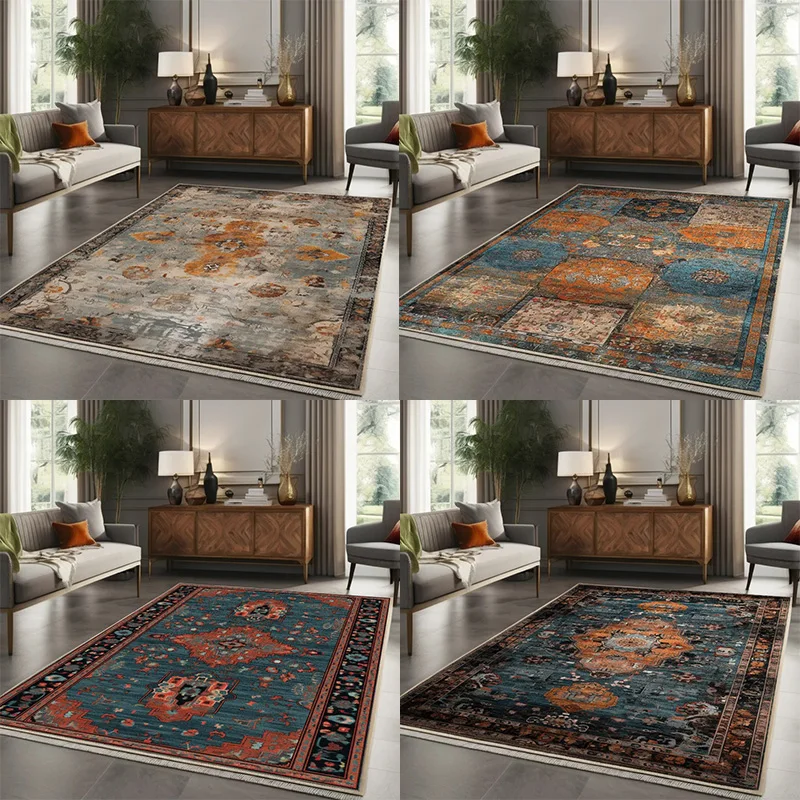 

American Retro Sofa Rug With Persian Decor Soft Non-Slip Rug For Bedroom Tatami Children’S Floor
