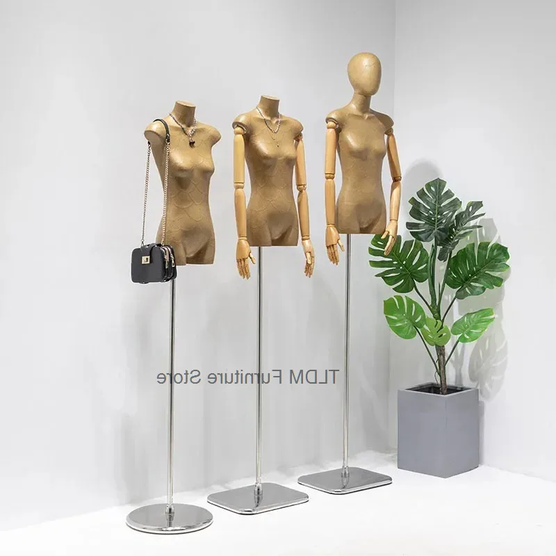 Bust Store Window Vintage Paper Fabric for Mannequin Display Women Clothing Half Decoration Body Boutique Fixture Shop Retailing