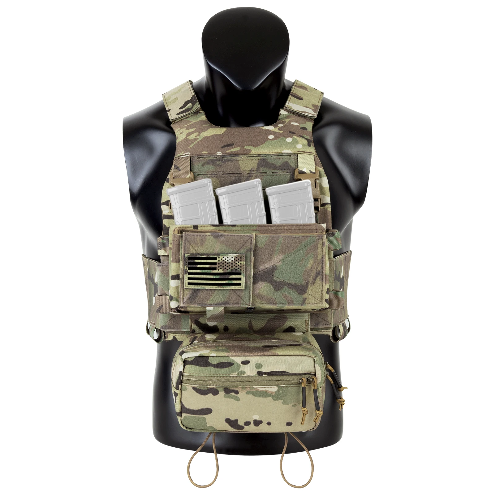 KRYDEX Low Vis Slickster kamizelka taktyczna Plate Carrier elastyczny Cummerbund Mag etui Micro Fight MK3 podwozie Drop Pouch Camo MC