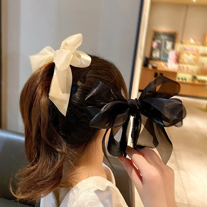 Korean Princess Spring Hair Pin Elegant Barrettes for Girls Ribbon Bow Hair Clip Headwear Women Fashion Hair Accessories New
