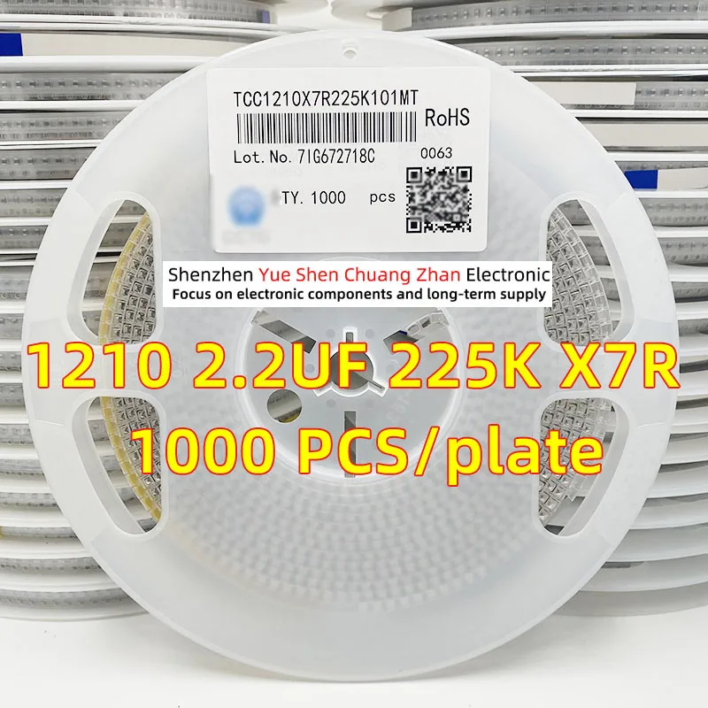 Patch Capacitor 1210 2.2UF 225K 100V Error 10% Material X7R Genuine capacitor（Whole Disk 1000 PCS）