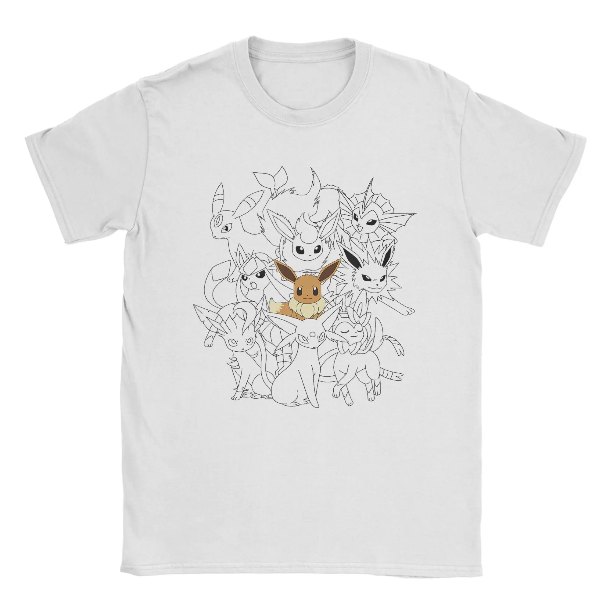 Pokemon Eevee Group T Shirt Summer Cotton T-Shirts for Men Harajuku Casual Tshirt Short-Sleeve Vintage Top Tees view 2