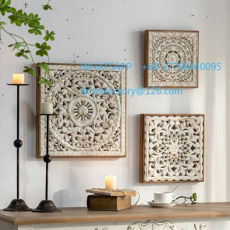 Customizable American Retro Carved Wall Decoration Painting Entrance Entrance Background Wall Mural Wedding Homestay Cafe