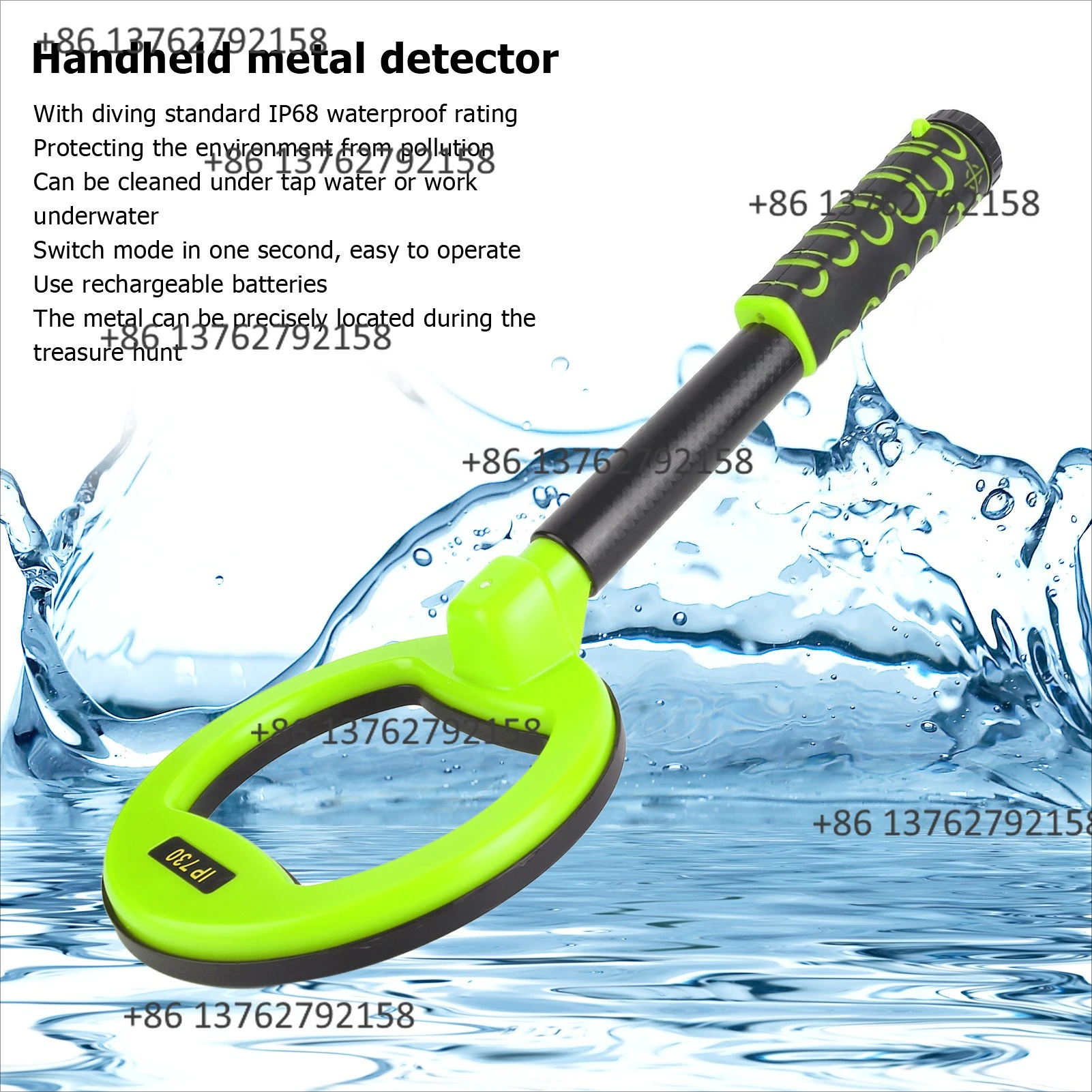 IP68 Underwater Handheld Metal Detector 30m-60m Waterproof ABS Housing Gold Silver Finder For Diving Treasure Hunting