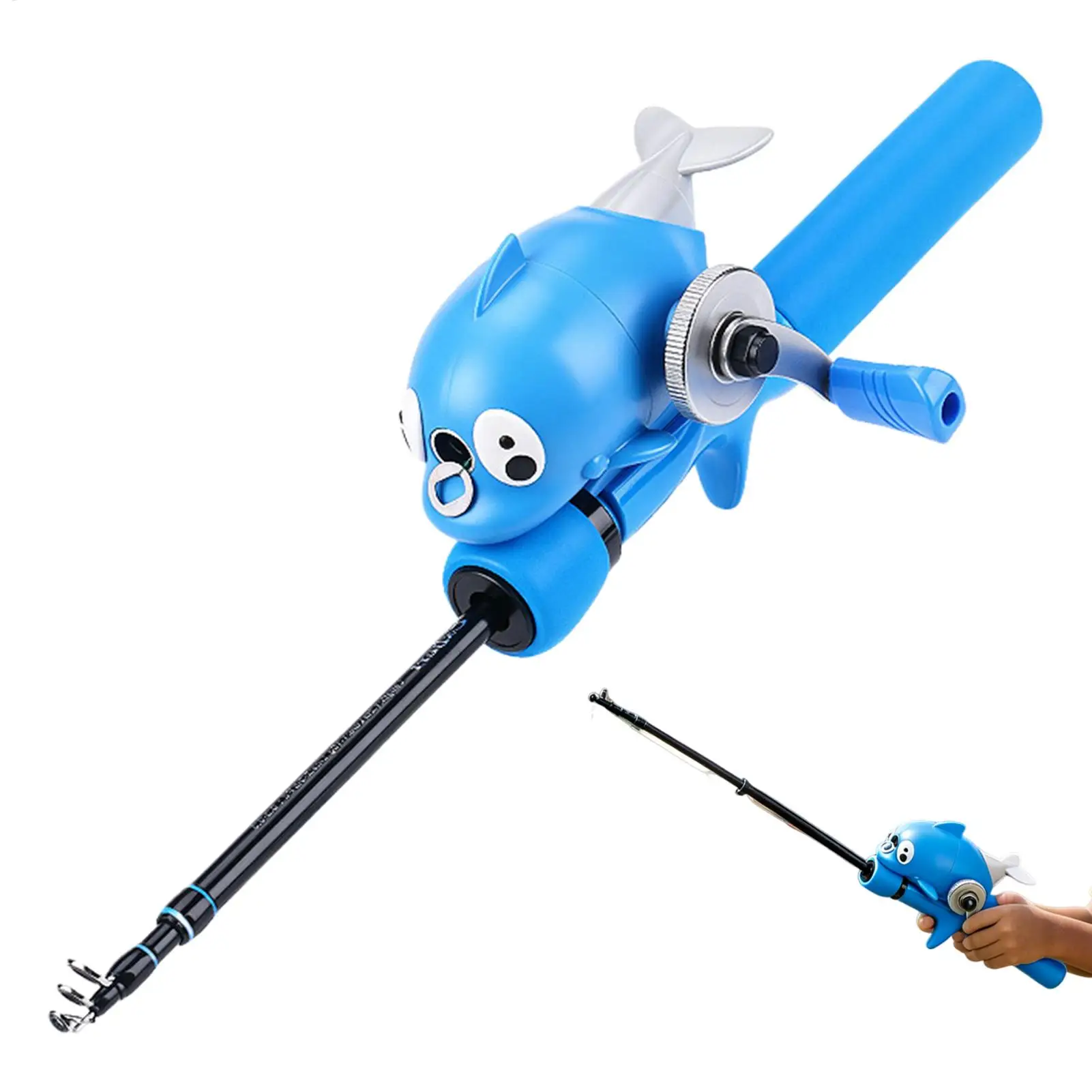 

Kids Fishing Pole Dolphin Telescopic Portable with Reel Child Fishing Pole for Children Youth Boys Girls Beginners Rivers Lakes