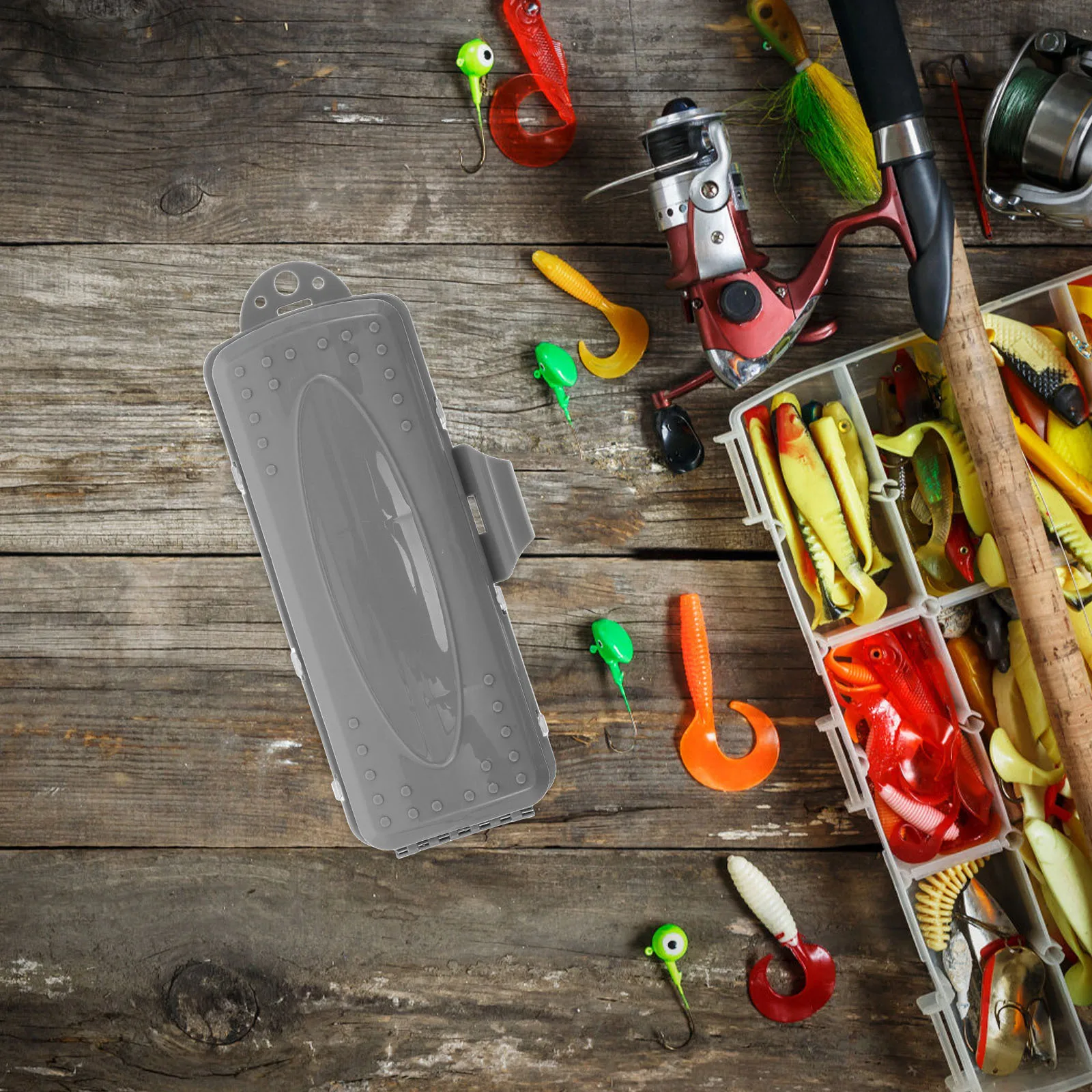 

Portable Lure Bait With Rod Clip Fishing Tackle Storage Organizer Mini Waterproof Container For Travel Anglers Worm Box Fishing