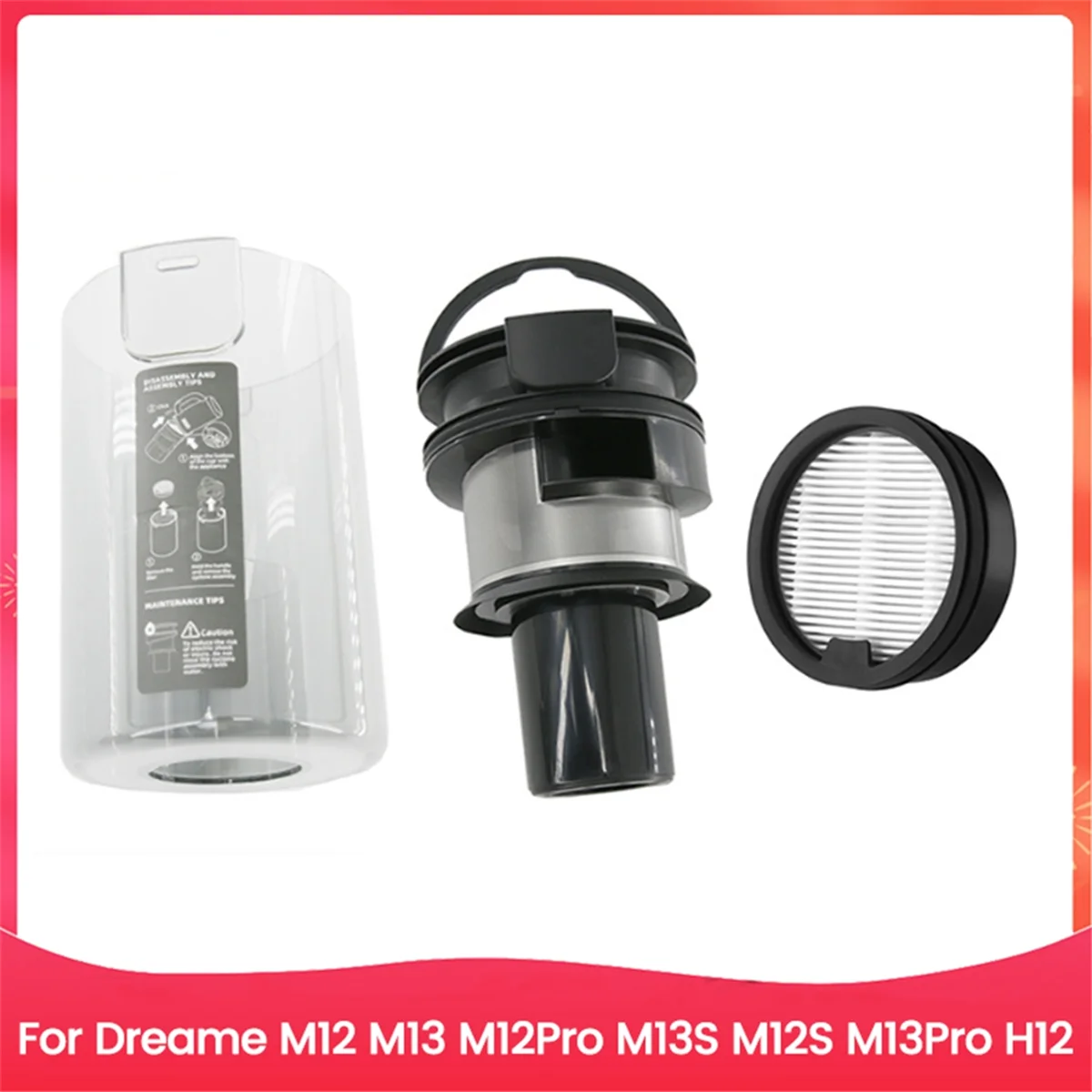 

A76Z High Efficiency Multi Cone Cyclone Components Dust Bin and Filter for M12 M13 Vacuum Cleaner Replacement Parts