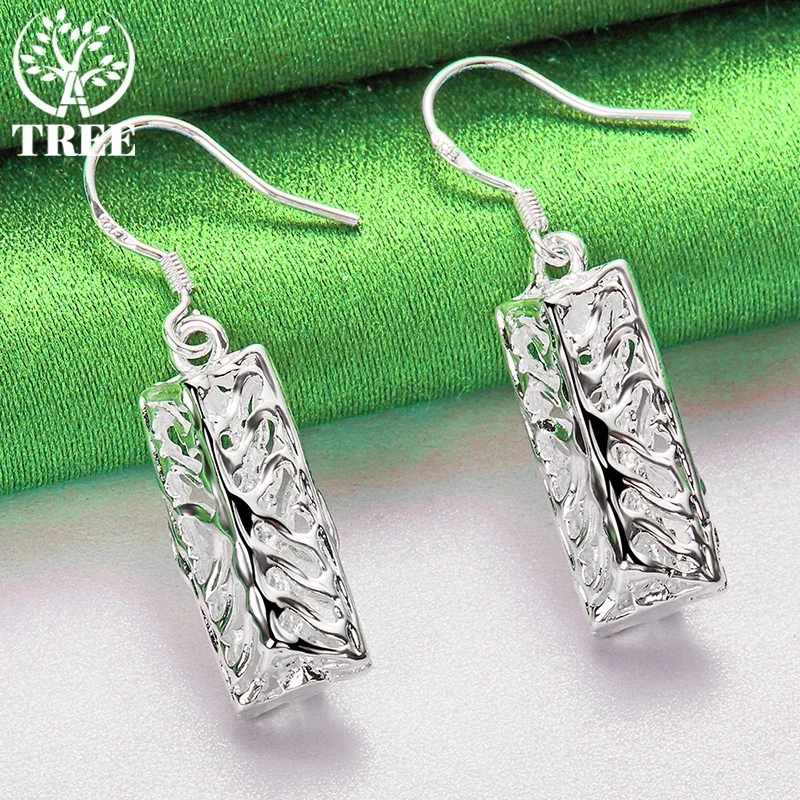 

ALITREE 925 Sterling Silver Triangle Cube Drop Earrings For Women Party Engagement Wedding Fashion Charm Jewelry Birthday Gifts