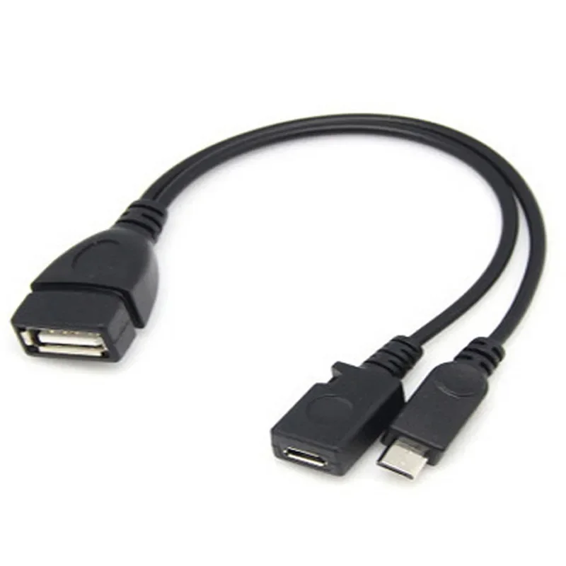 Adaptateur USB 2 en 1 OTG Micro USB, répartiteur d'alimentation Y, câble mâle femelle, 5 broches, 1PC