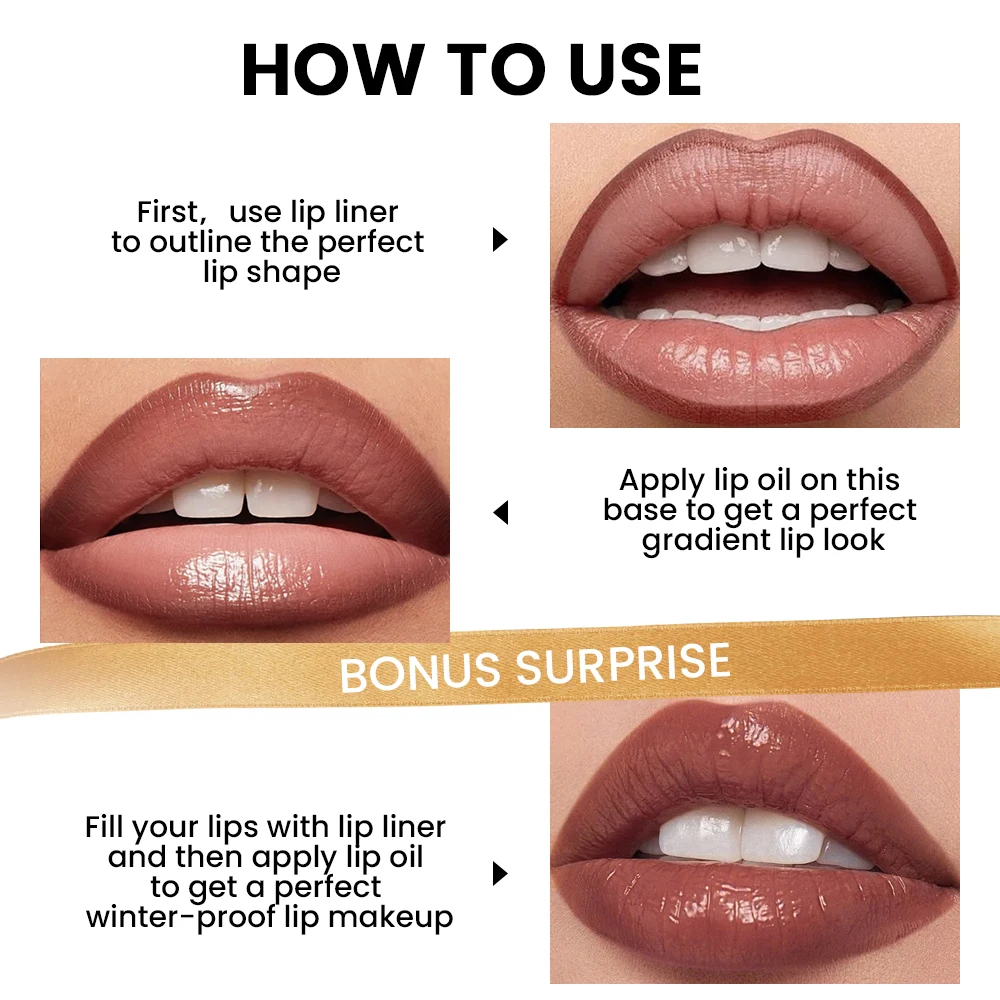 ชุดลิปไลเนอร์และลิปออยล์ ติดทนนาน เบาสบาย ไม่เหนียวเหนอะหนะ พกพาสะดวก สร้างลุคไล่สีสวยอย่างรวดเร็ว